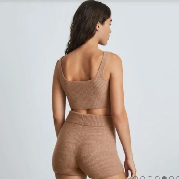 NWT Everlane The Cozy Stretch Tank Camel Tan cropped wool blend top S - Picture 2 of 8